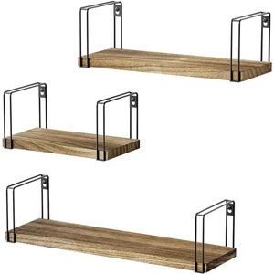 Rustic Floating Shelves, Hanging Shelves Wall Mount Set of 3,17Inch Wood Shelves